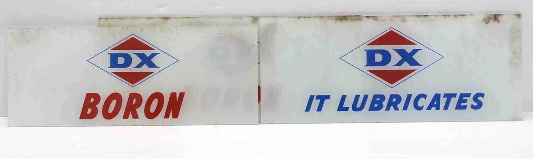 (3) DX glass gas pump panels: (3) DX glass gas pump panels: It Lubricates 12.5"L -small chip on top edge / Boron 12.5"L / Boron 12"L