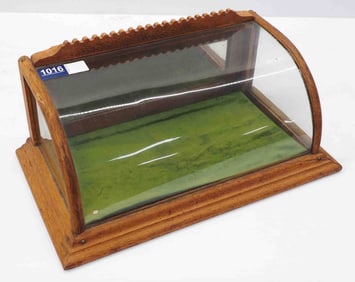 Small curved front countertop showcase