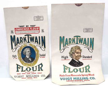 (2) NOS Mark Twain Flour paper bags