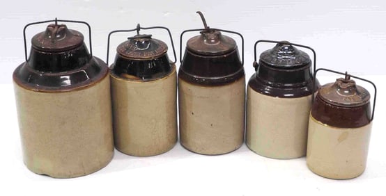 (5) Crocks with lids