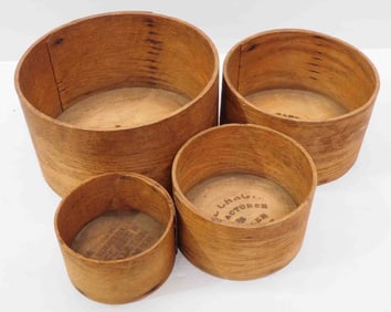 Set of 4 wooden grain measures by Wilton