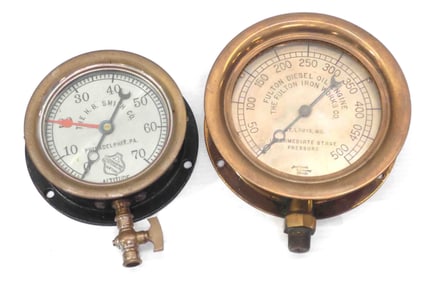 (2) Brass steam gauges