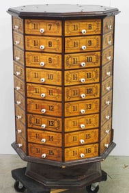 72-drawer rotating octagon wooden bolt bin
