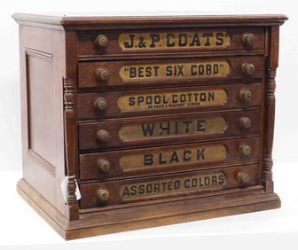 J&P Coats Spool Cotton 6-drawer spool cabinet