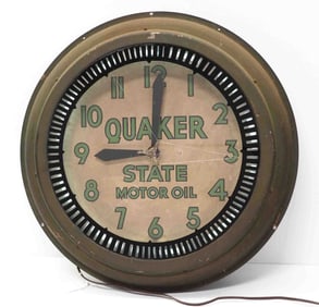 Quaker State Motor Oil spinner clock
