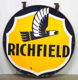 Richfield sign with cast iron ring and hanger