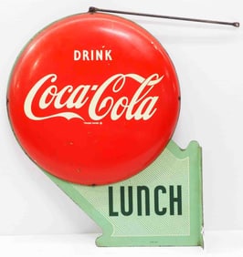 Coca Cola Lunch sign with 2 button signs