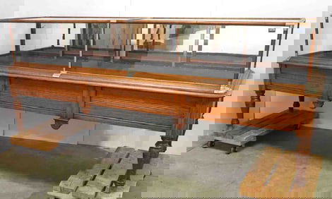 Wood & glass country store floor model showcase