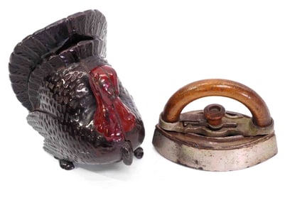 Turkey bank & miniature sad iron