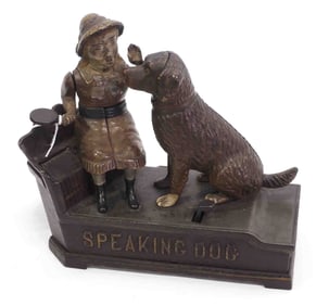 Speaking Dog cast iron mechanical bank