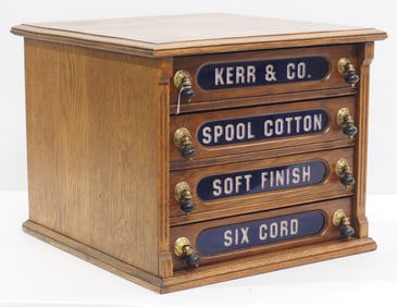 Oak 4-drawer Kerr & Co. spool cabinet