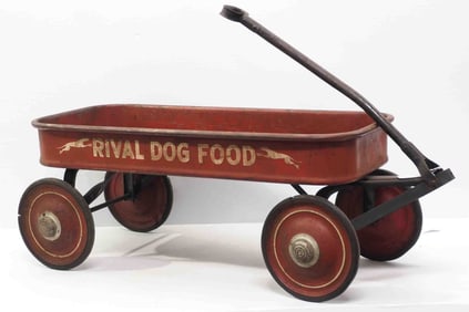 Metal child's wagon advertising Rival Dog Food