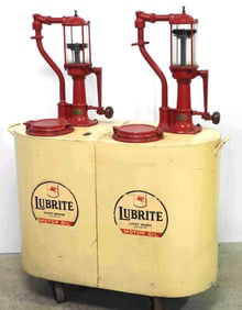 Mobil Lubrite double oil pump on wheels