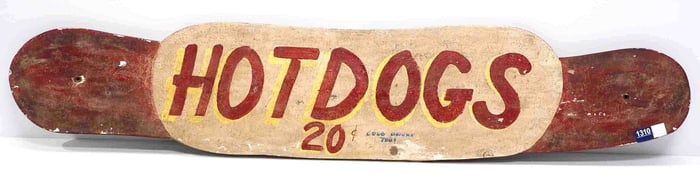 Hot Dogs 20-cents sign