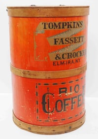 Rio Coffee wooden coffee barrel