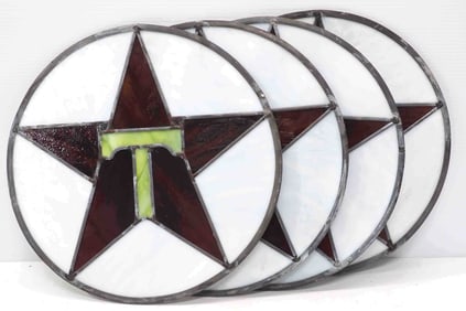 (4) Stained glass Texaco window inserts
