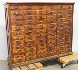 72-drawer wooden filing system cabinet