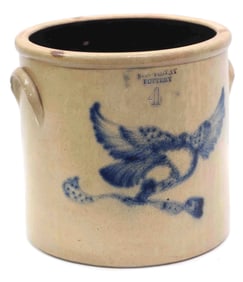 West Troy, NY Pottery 4-gallon crock