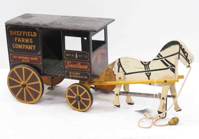 Sheffield Farms Company dairy wagon pull toy