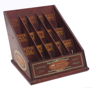 Wooden Boye Safety Pins display case