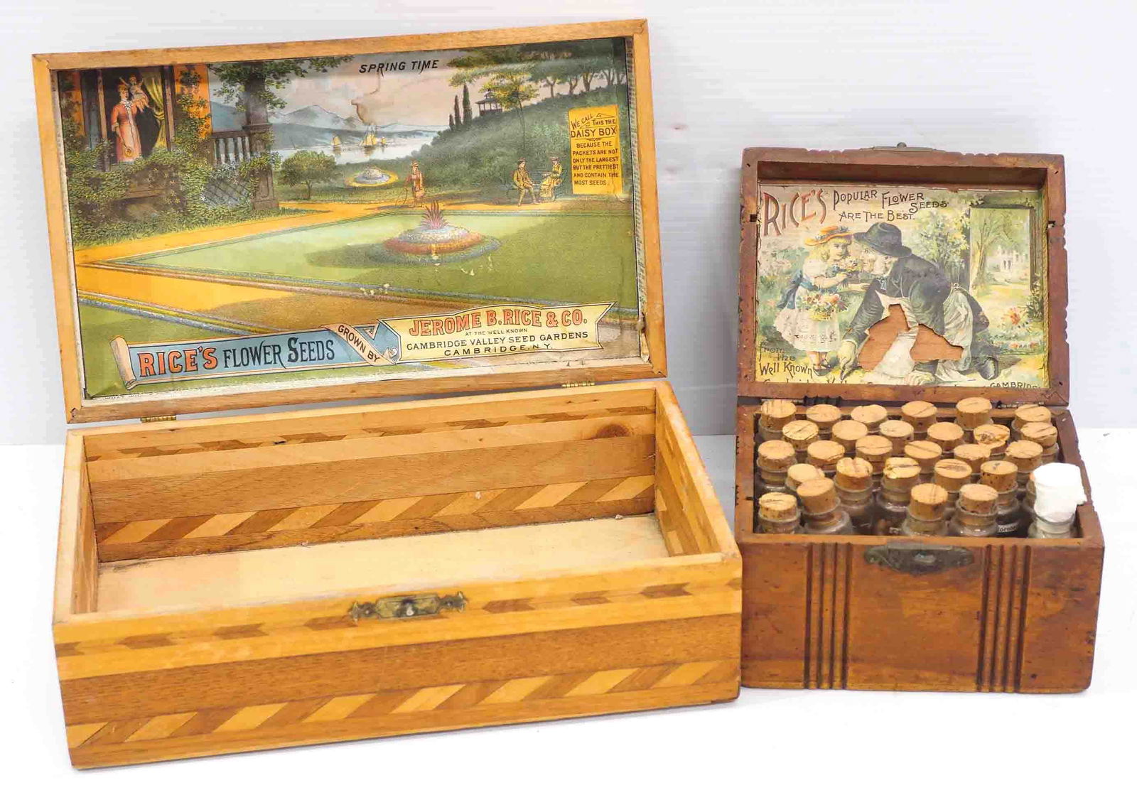 (2) Wooden Rice's Flower Seeds boxes (1 of 3)