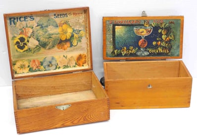 Rice's Seeds & P. Lorillard Co. wooden boxes