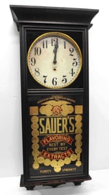 Sauer's Flavoring and Extracts wooden wall clock