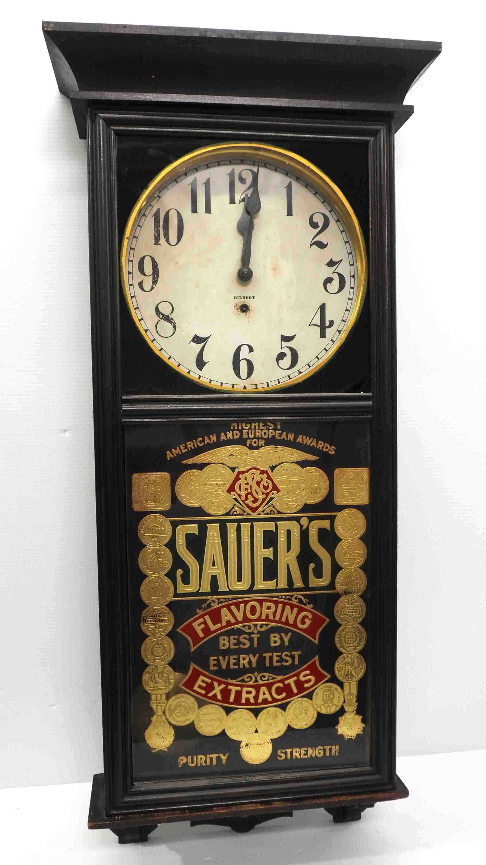 Sauer's Flavoring and Extracts wooden wall clock (1 of 2)