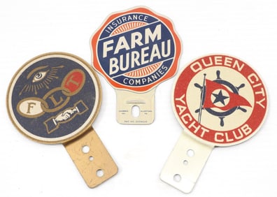 (3) Tin license plate toppers