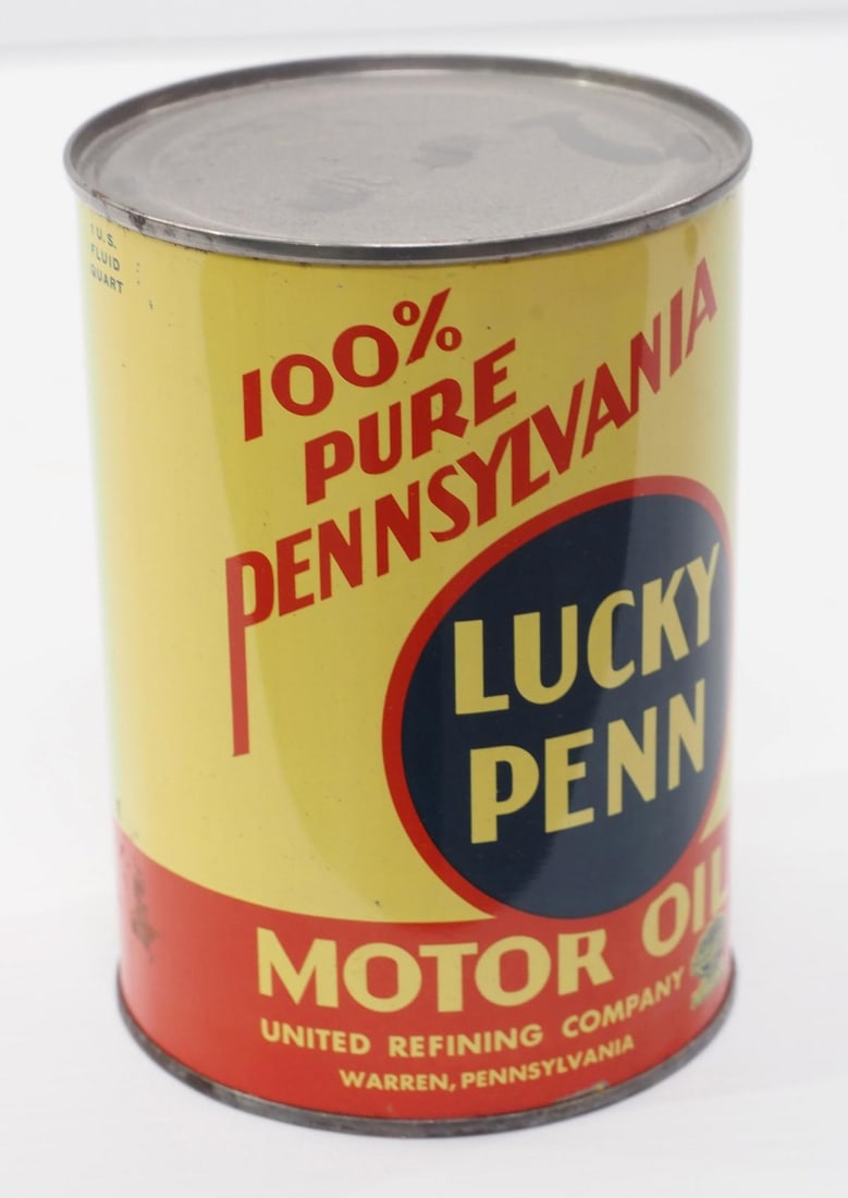 Lucky Penn Motor Oil 1-quart can: Lucky Penn Motor Oil 1-quart can - empty, Good