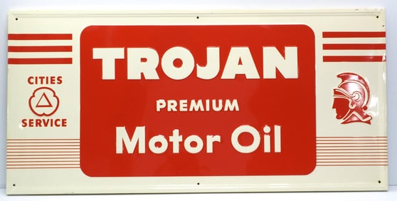 Cities Service Trojan Premium Motor Oil sign