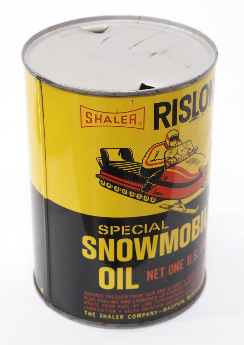 Shaler Rislone Special Snowmobile Oil can: Shaler Rislone Special Snowmobile Oil 1-quart can - empty, Good