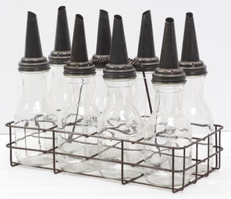 (8) 1-quart glass oil bottles