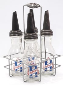 (4) 1-quart glass oil bottles