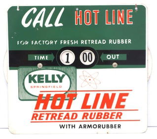 Kelly Springfield sign with adjustable time