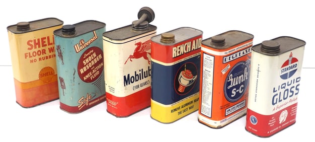 (6) 1-quart petroleum product tins