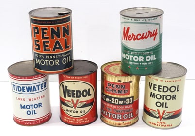 (6) 1-quart motor oil cans