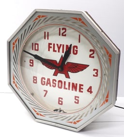 Flying A Gasoline neon clock
