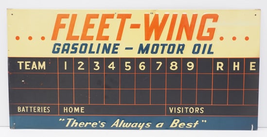 Fleet-Wing baseball game scoreboard sign