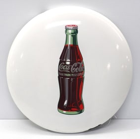 Coca Cola button sign in white