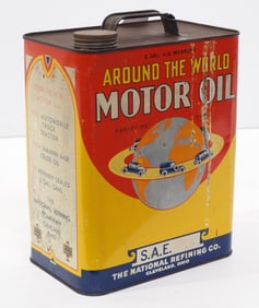 Around the World Motor Oil tin