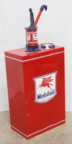 Floor model oil pump restored to Mobiloil