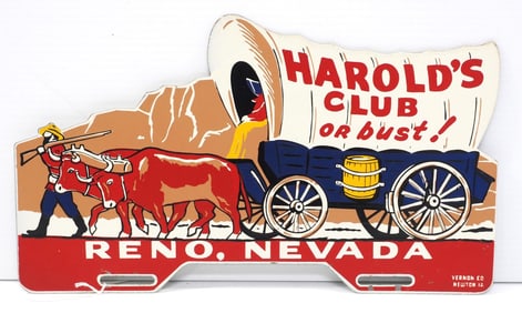 Harold's Club or Bust! License plate topper
