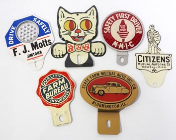 (6) Tin license plate toppers