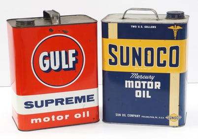 Gulf Motor Oil & Sunoco Mercury Motor Oil tins