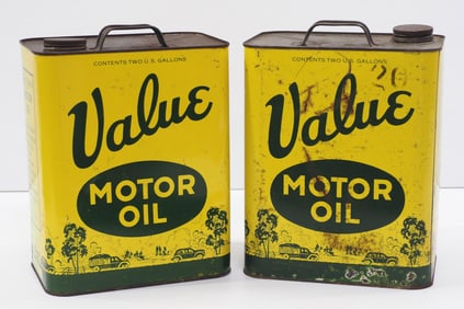 (2) Value Motor Oil 2-gallon tins