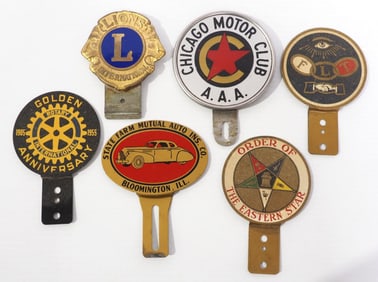 (6) Tin license plate toppers