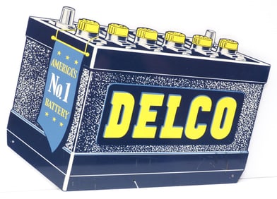 Delco Battery die-cut sign