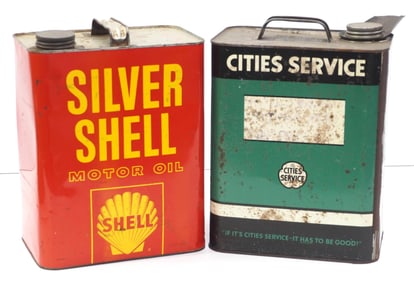 Silver Shell & Cities Service Motor Oil tins