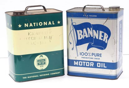 National EN-AR-CO & Banner Motor Oil tins